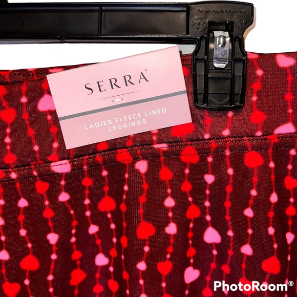 Serra Ladies Fleece Lined Heart Print Leggings - Picture 2 of 4